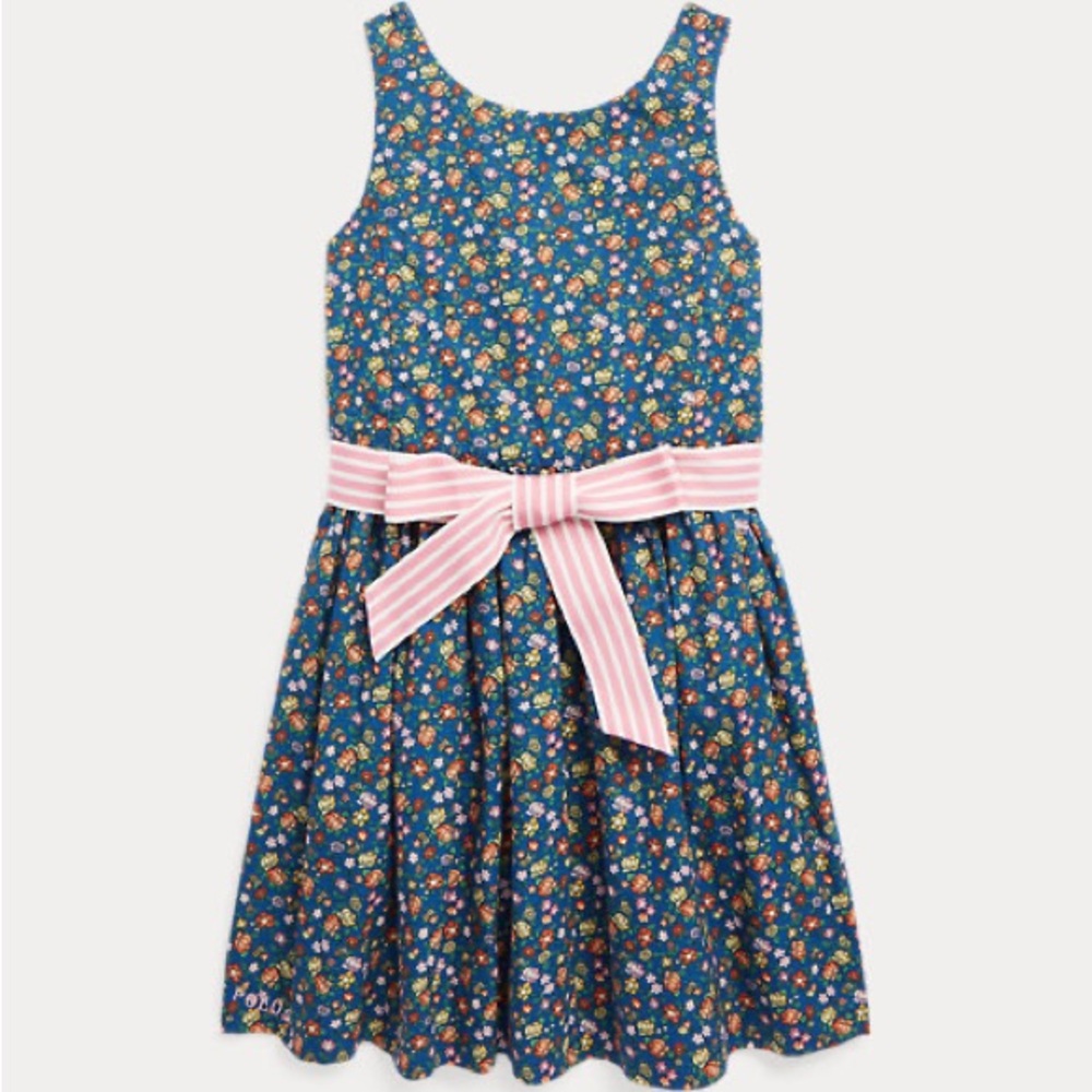 Ralph Lauren Toddler Girl's Sleeveless Cotton Poplin Fit & Flare Dress Sz 2T